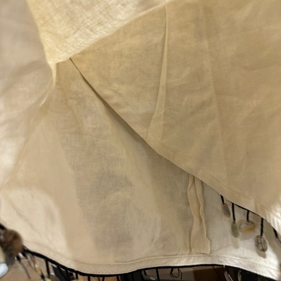 Zara Linen skirt coins embellished wrap mini beige sand tassels high waisted - Picture 7 of 11